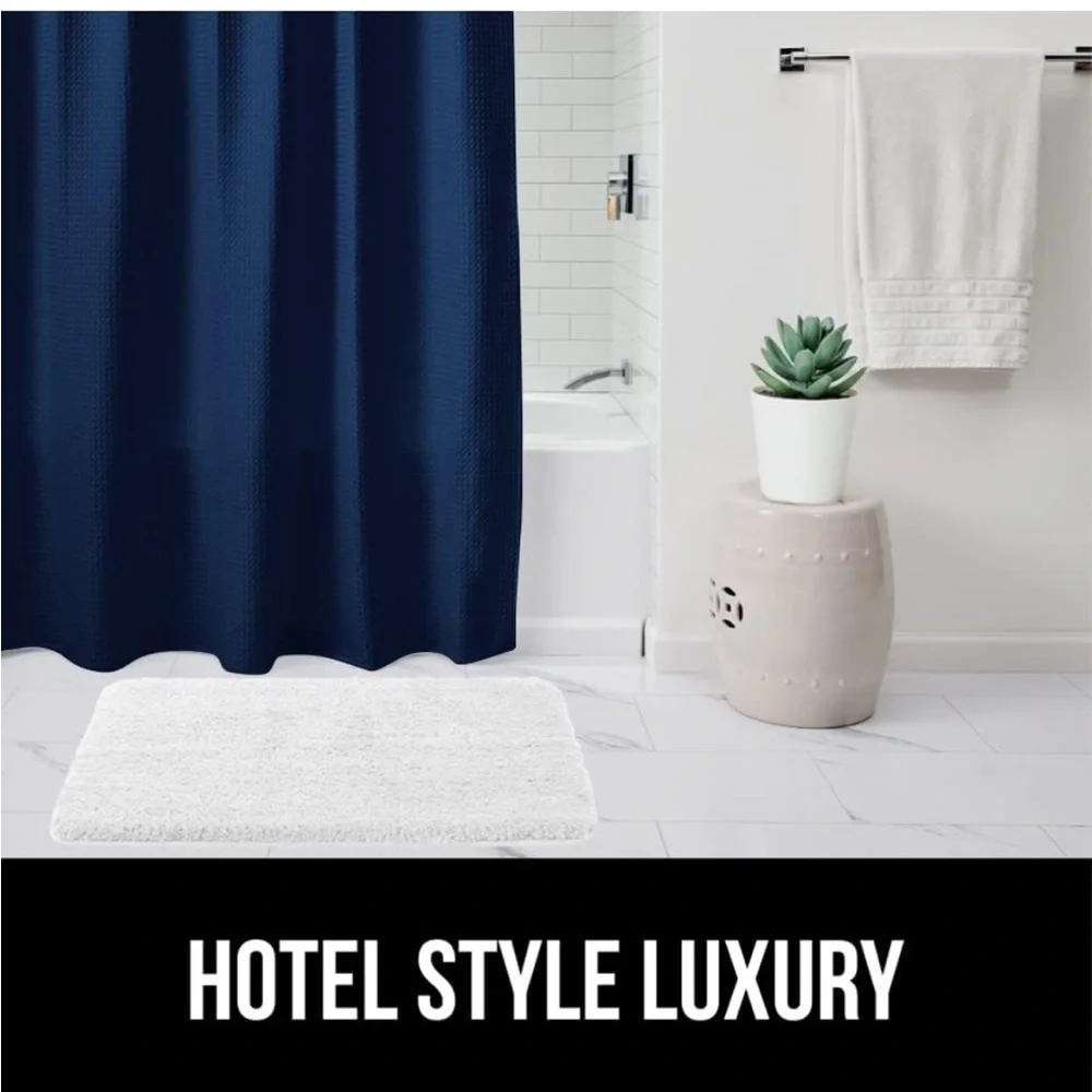 Waffle Shower Curtain, Thick Weighted Fabric, Wrinkle and Rust Resistant  NWOT